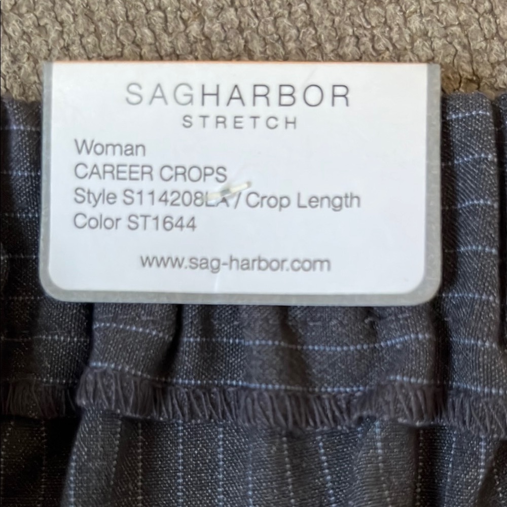 Sag Harbor Gray and White Pinstriped Cropped Pants - Picture 11 of 12